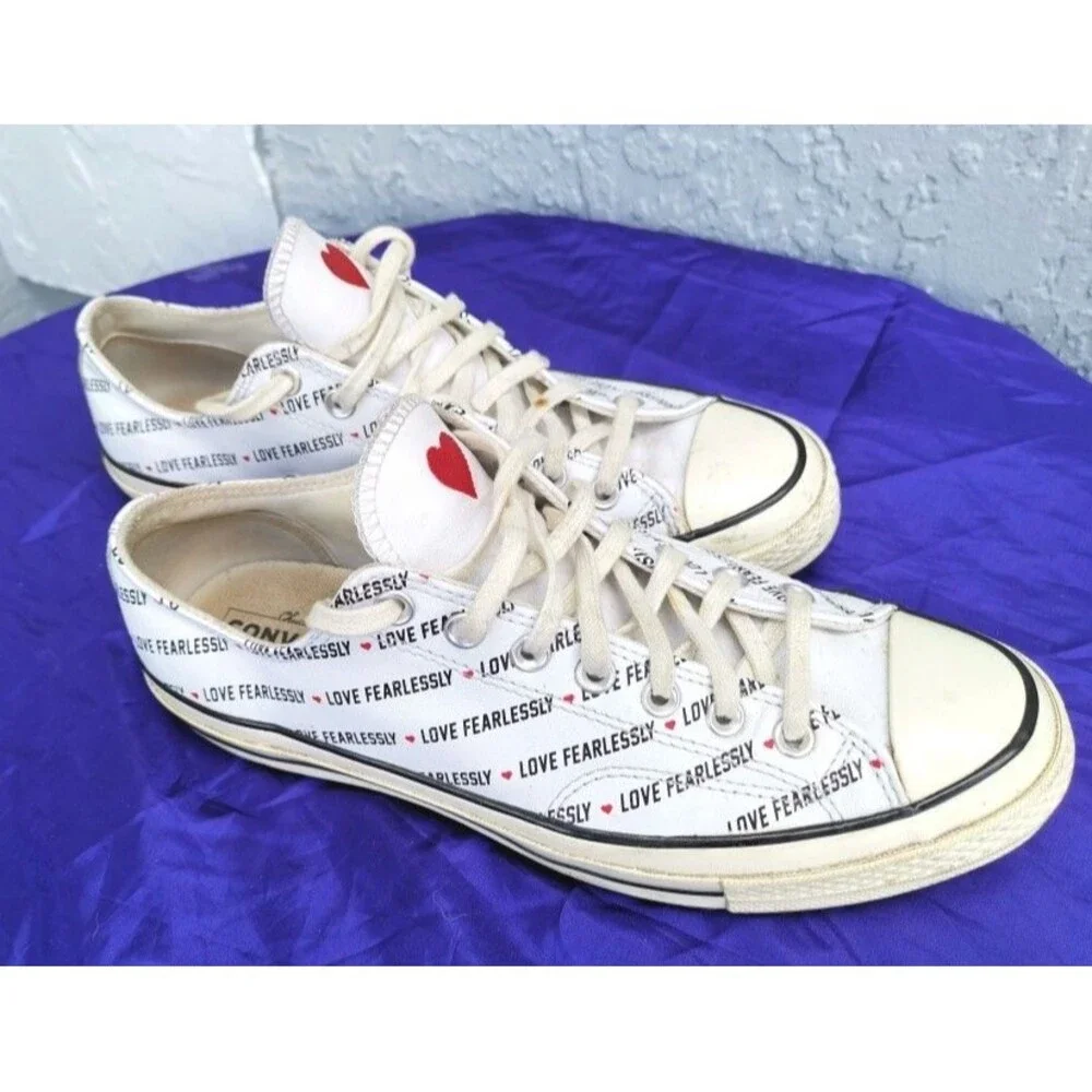 Men's Converse Love Fearlessly Chucks 70 Ox White Sneakers Size 10 # 167346C
